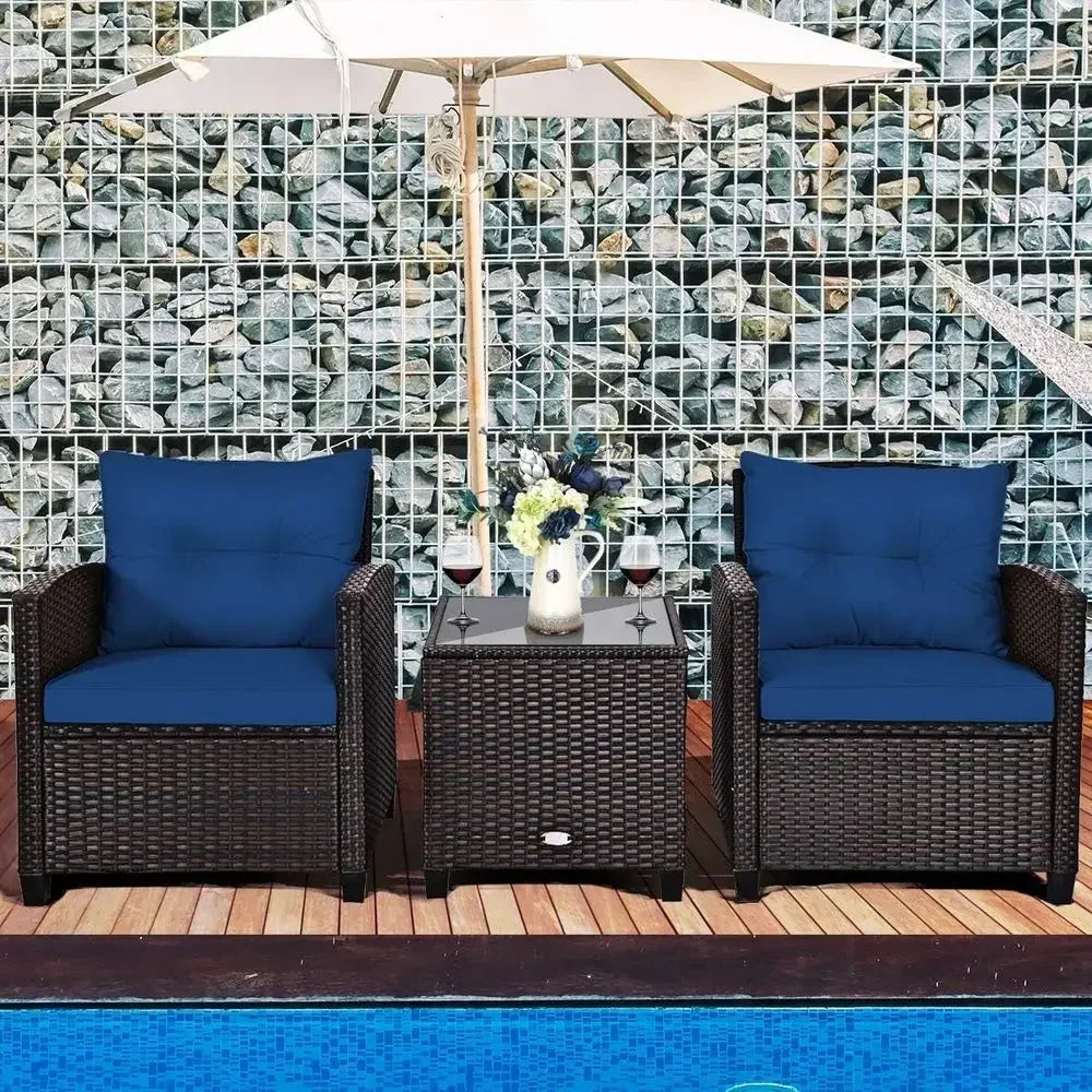 Modern Outdoor Patio Furniture Set With Tempered Glass Table