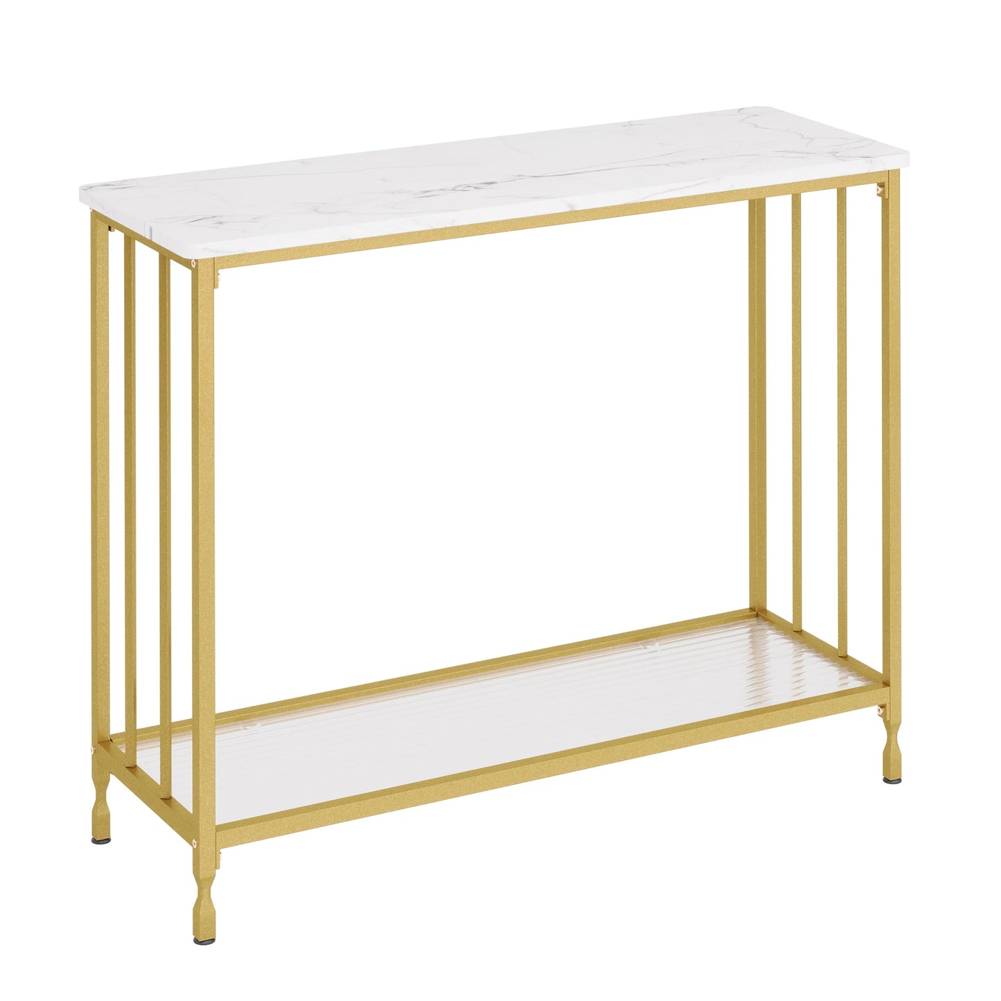 Console Table Sofa Tables Narrow Entryway Table with Glass Shelf Metal Frame 33.5” Behind Couch Table for Hallway Living Room