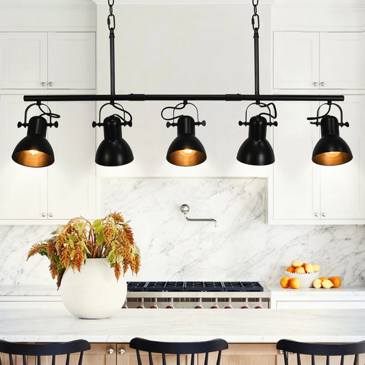 Five Light Kitchen Island Chandelier Linear Pendant Light Adjustable Angles