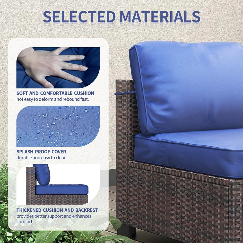 HiMISS 7-Piece PE Rattan Patio Set With Cushions Glass Table