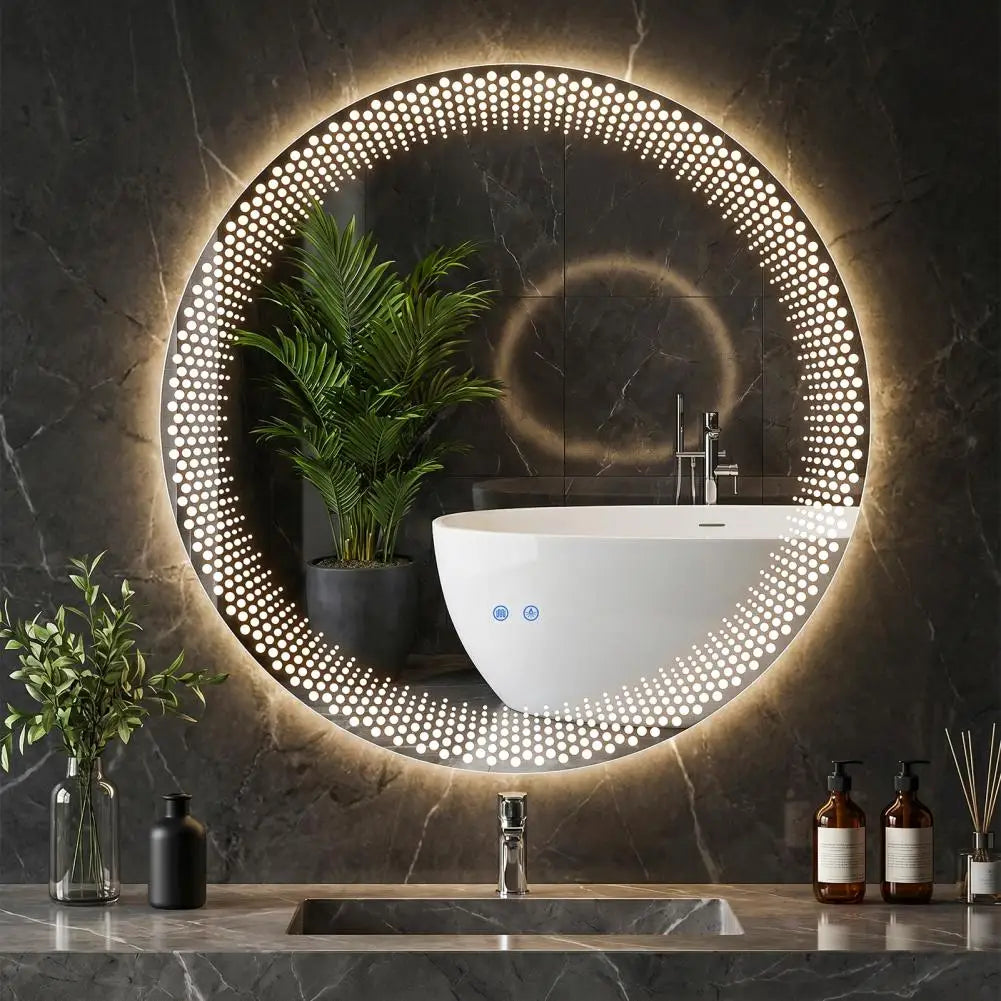 LED Anti Fog Wall Mount Tempered Glass Bathroom Mirror