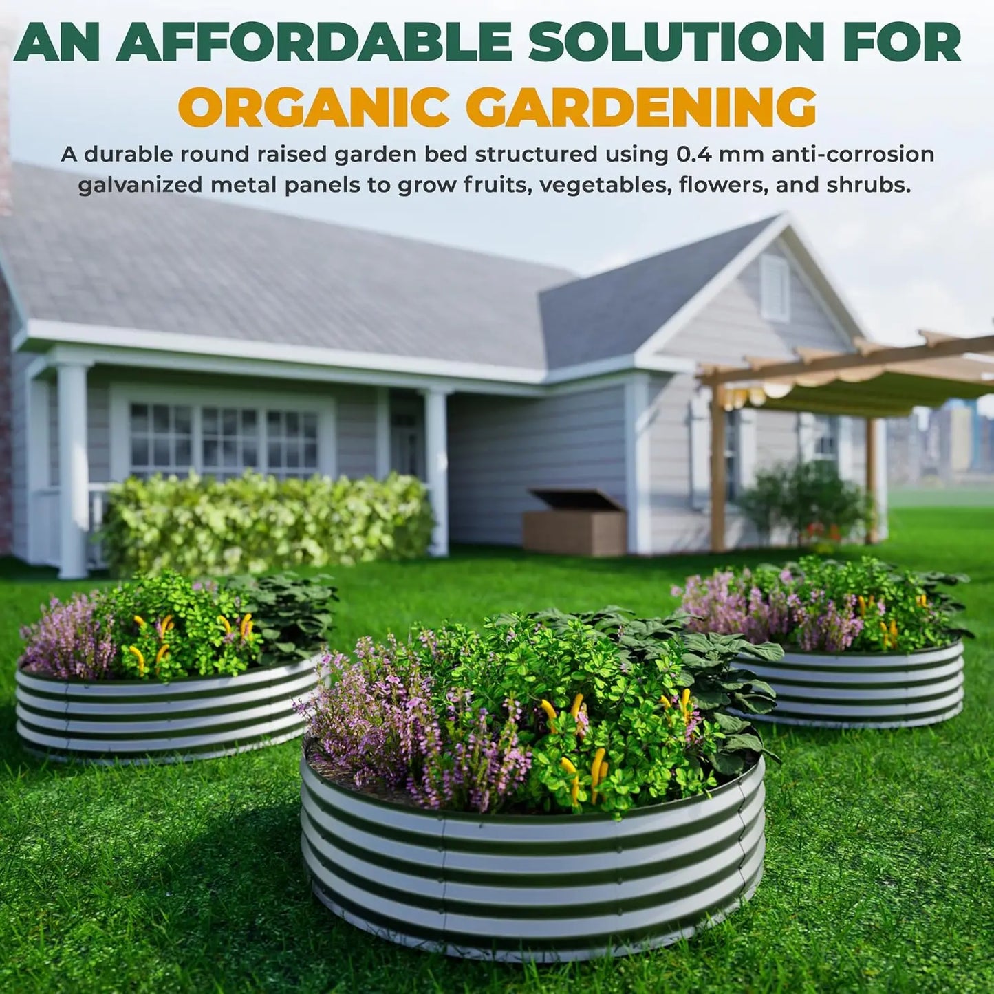 Galvanized Raised Garden Bed Kit Planter For Vegetables And Flowers