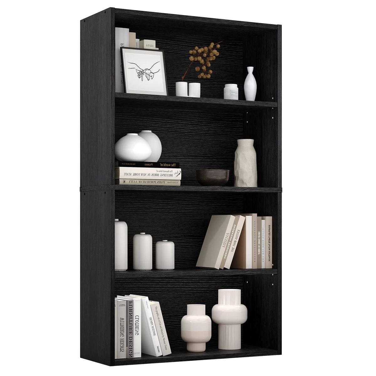 Jhk Four Tier Wooden Open Bookcase For Home Office