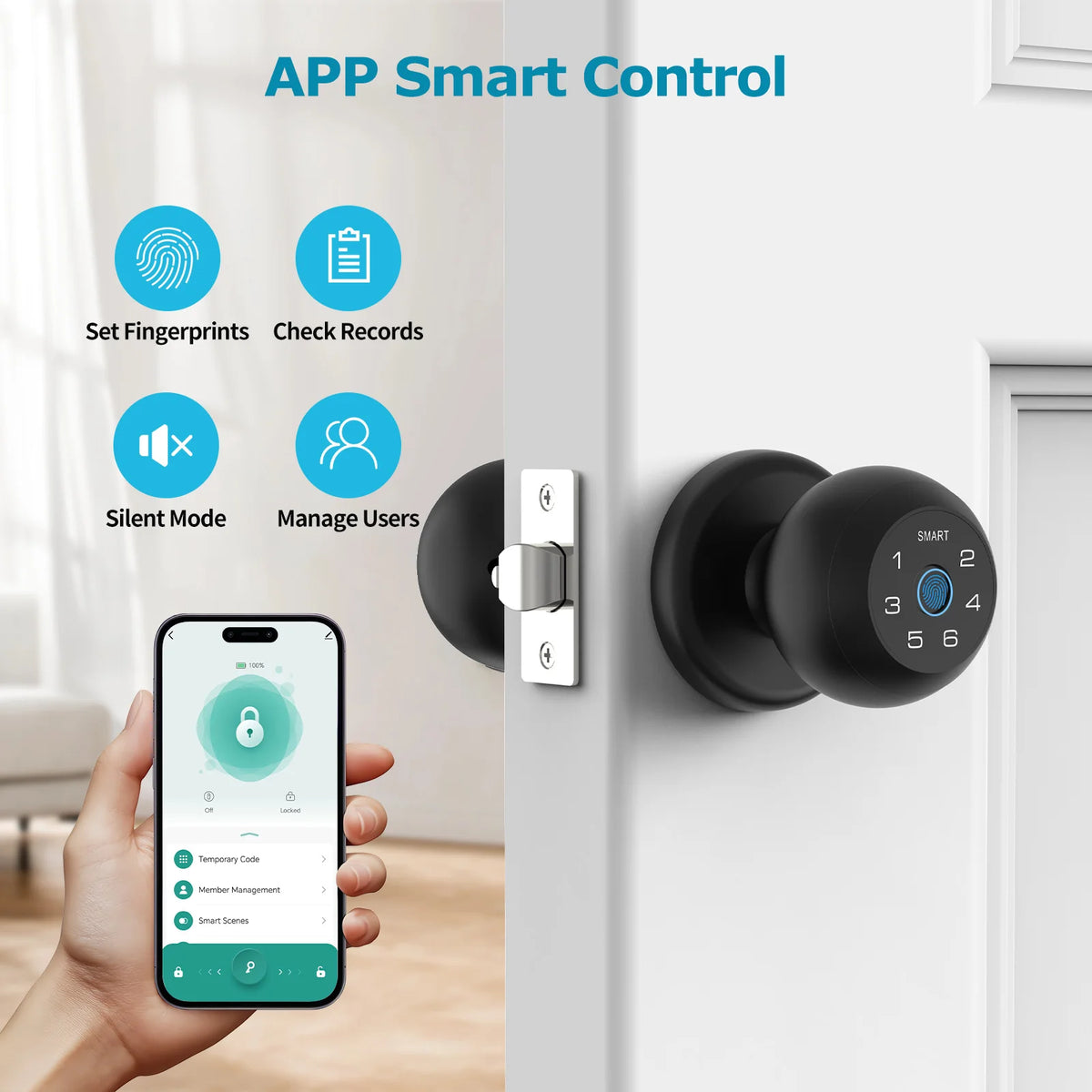 Viladepot Ball Smart Lock Fingerprint Bluetooth App Control
