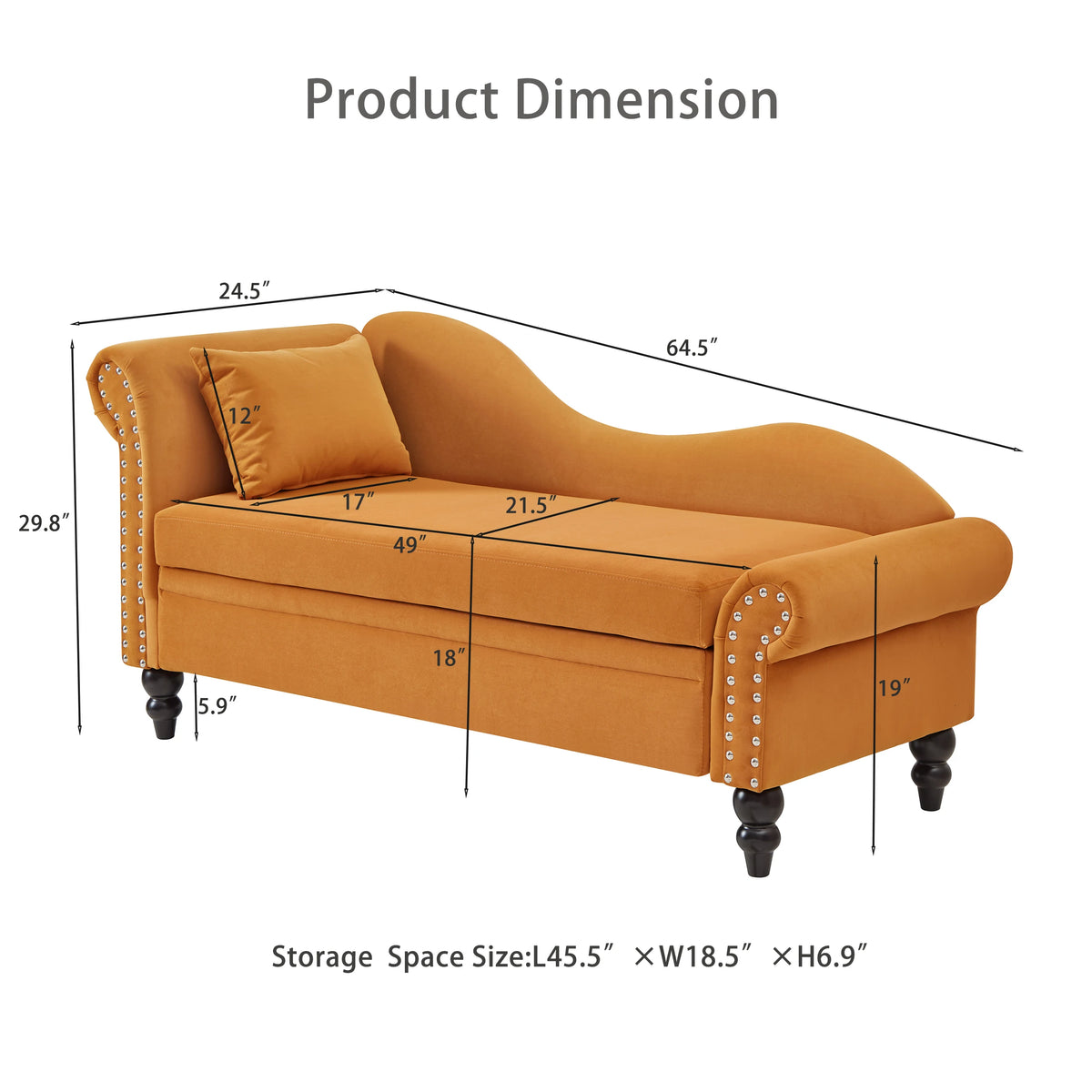 Modern Velvet Sofa With Hidden Storage And Left Armrest
