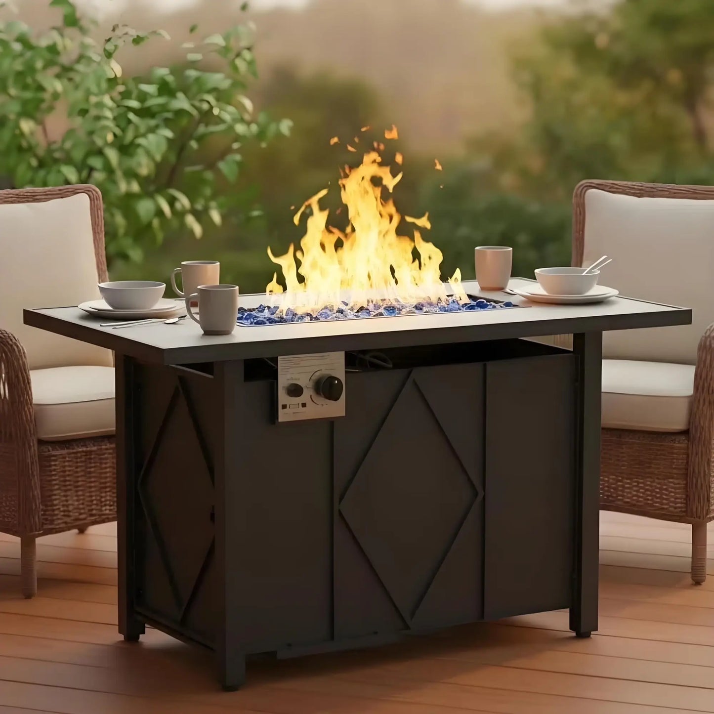 43 Inch Outdoor Propane Fire Pit Table for Outside Patio Garden Backyard Deck