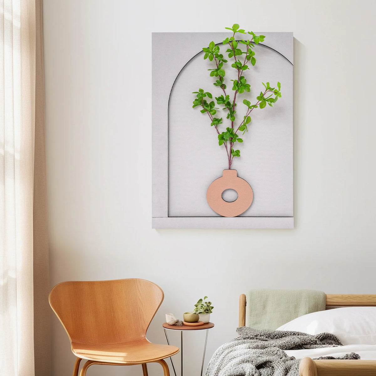 Handcrafted Sandstone Wall Art With Dimmable Led Simulated Plant