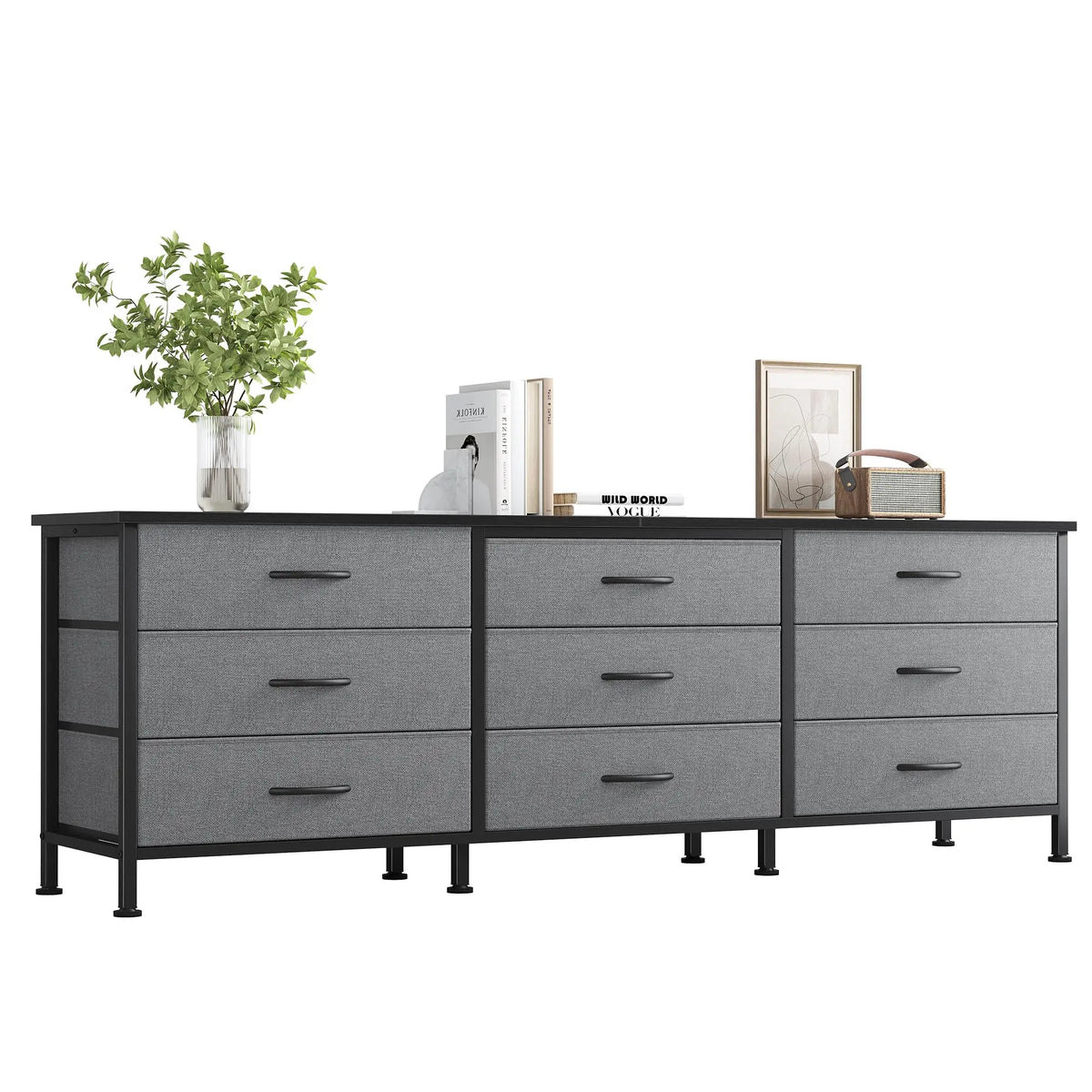 JHK Modern Nine Drawer Entertainment Center For Living Rooms