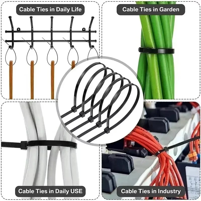 Plastic Straps Nylon Cable Ties Plastic Flanges Ties Cable Greenhouse Velcro Clamp Self-locking Fastening Wire Ties