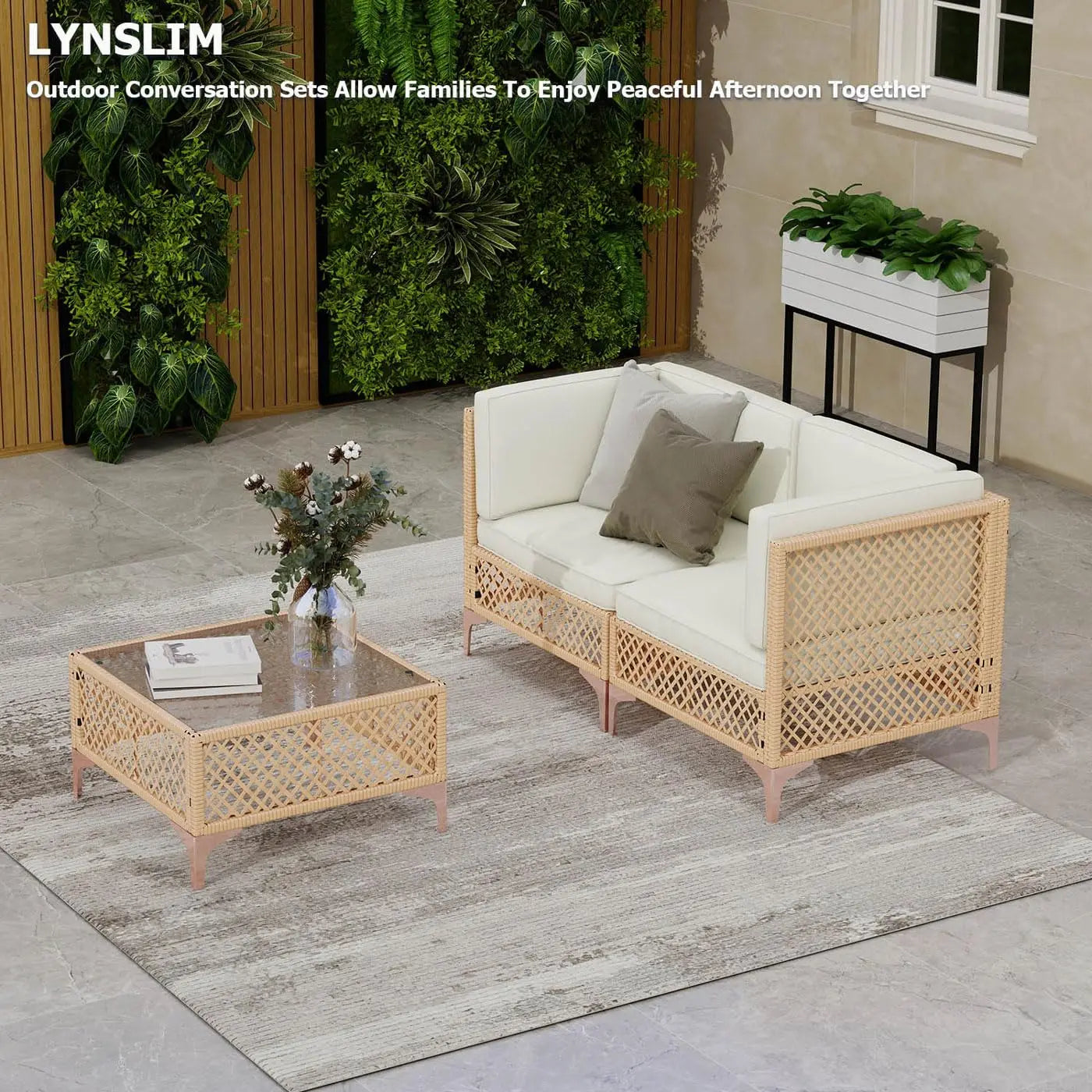 7-Piece Outdoor Wicker Patio Set With Tempered Glass