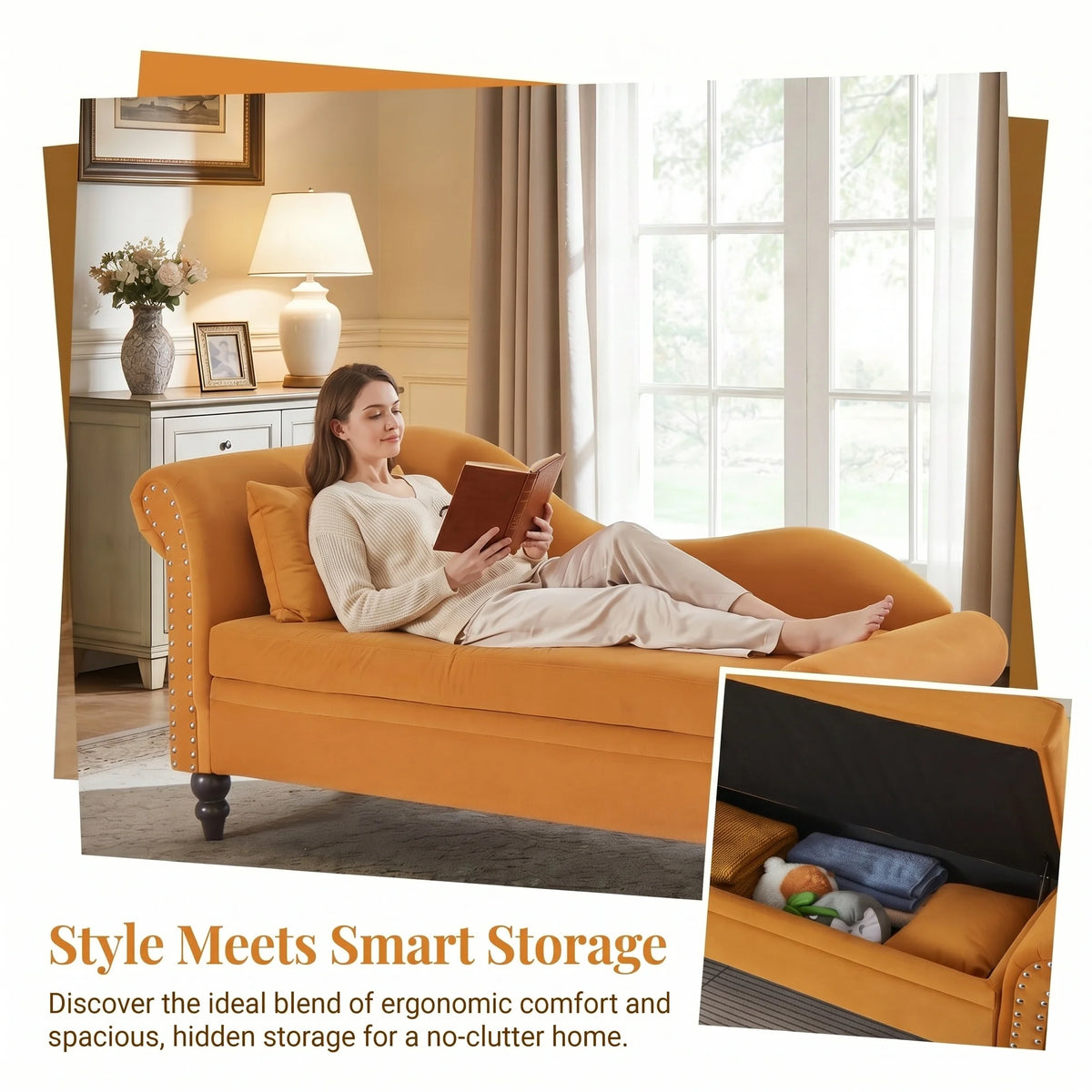 Modern Velvet Sofa With Hidden Storage And Left Armrest