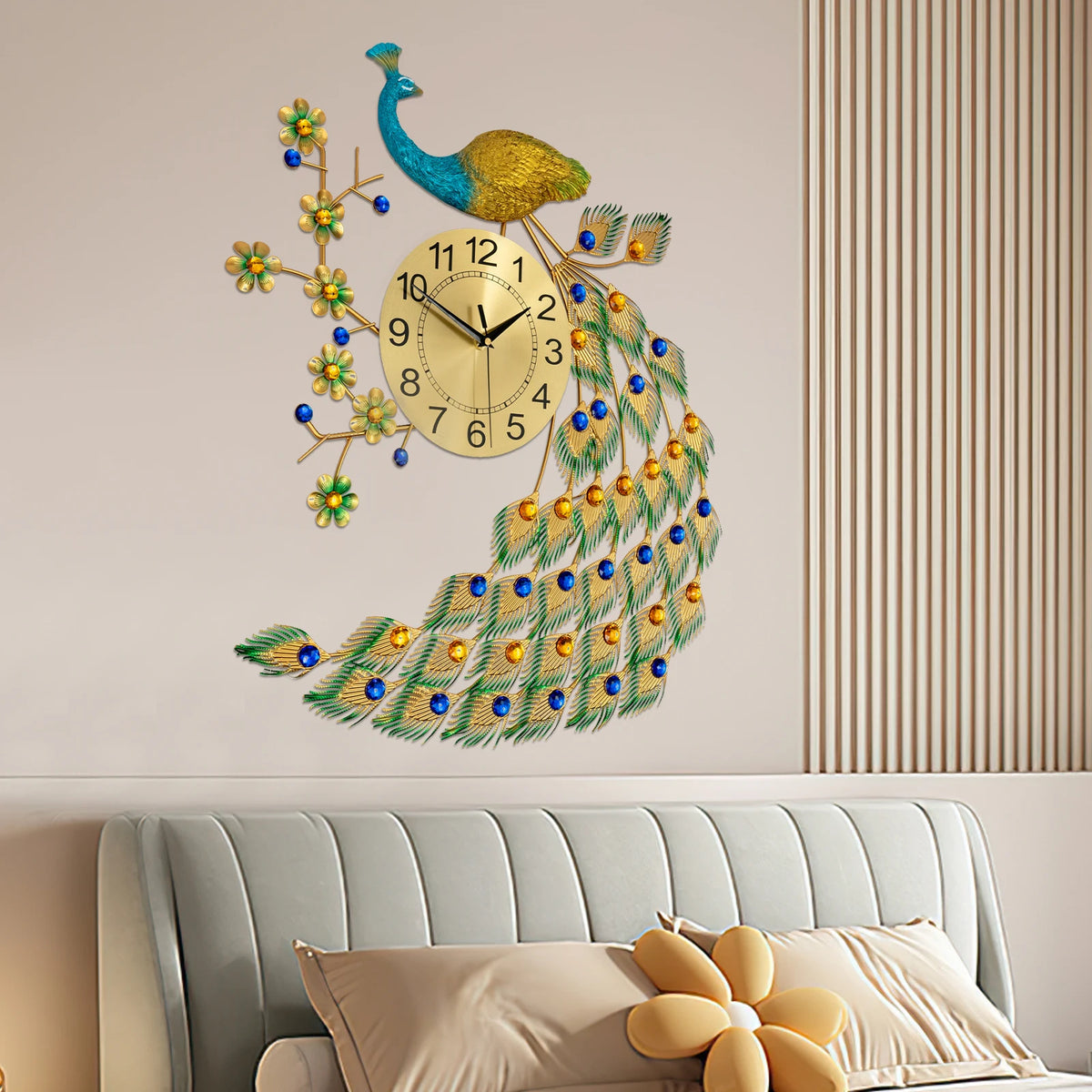 Modern Peacock Wall Clock Silent Quartz Decorative