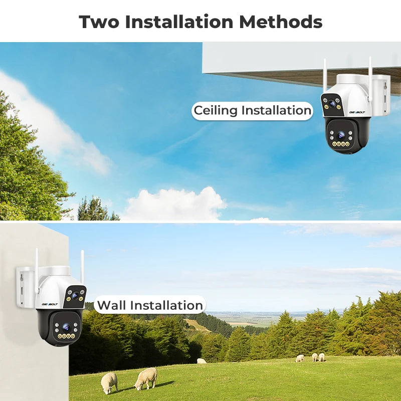 GENBOLT 4G AOV Cellular Solar Security Camera Outdoor Wireless, AOV 7/24 Recording 3MP+3MP No WiFi IP Surveillance Camera with Sim Card, 8W 15600mAh Battery Operated LTE Camera CCTV