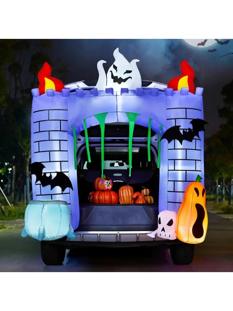 Halloween Inflatable Haunted Castle Led Outdoor Trunk Or Treat Decor