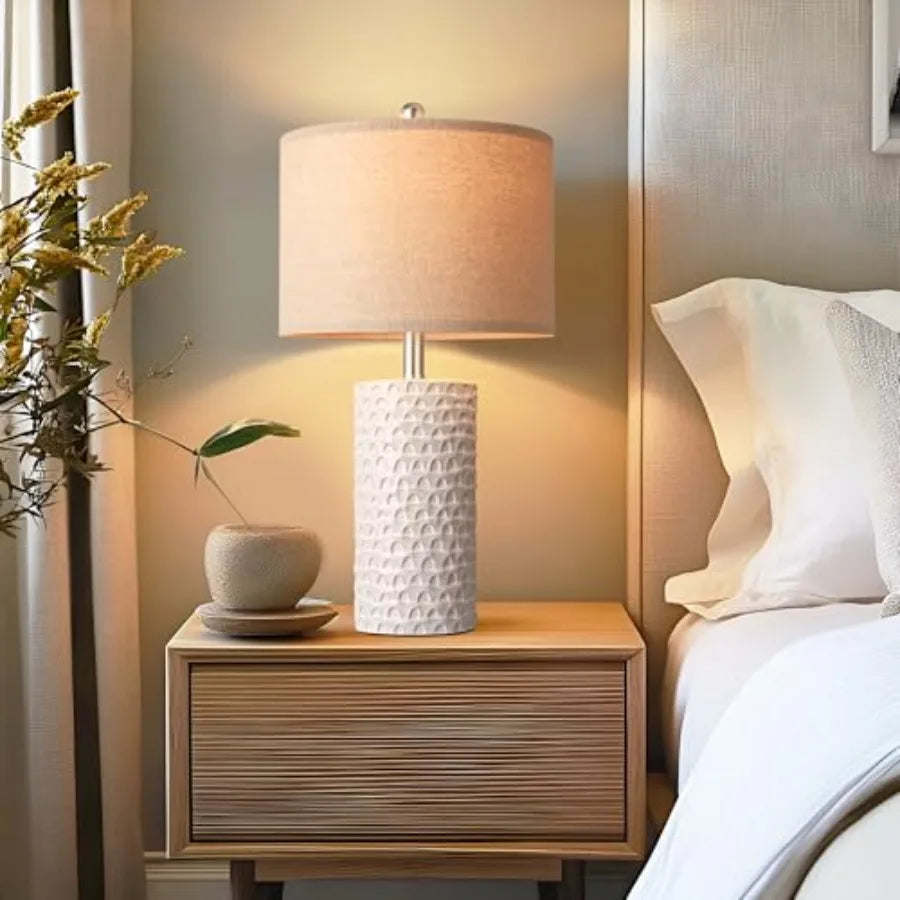 23" Modern Ceramic Table Lamp Set of 2, Table Lamps for Living Room, Rustic Farmhouse Bedside Lamps Nightstand lamp for Bedroom