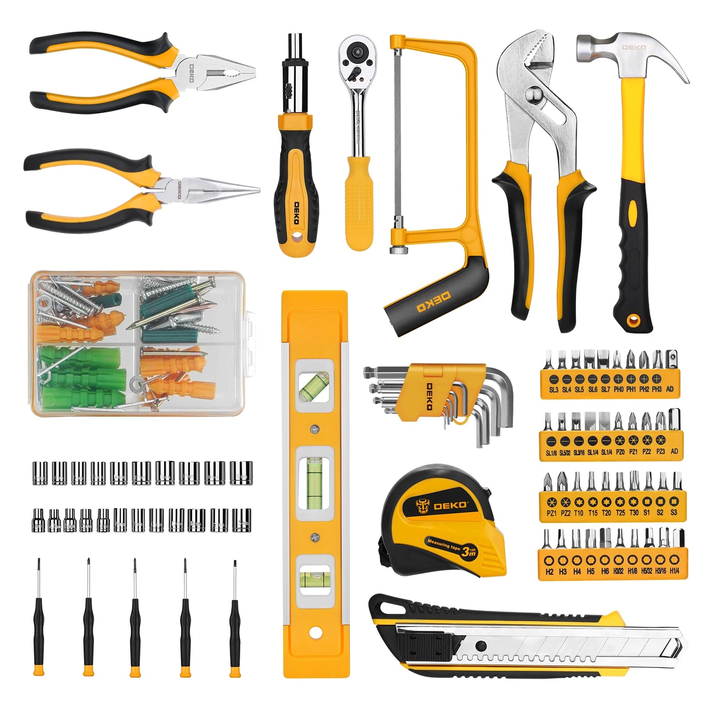 DEKOPRO 228 Piece Socket Wrench Auto Repair Tool Set Case