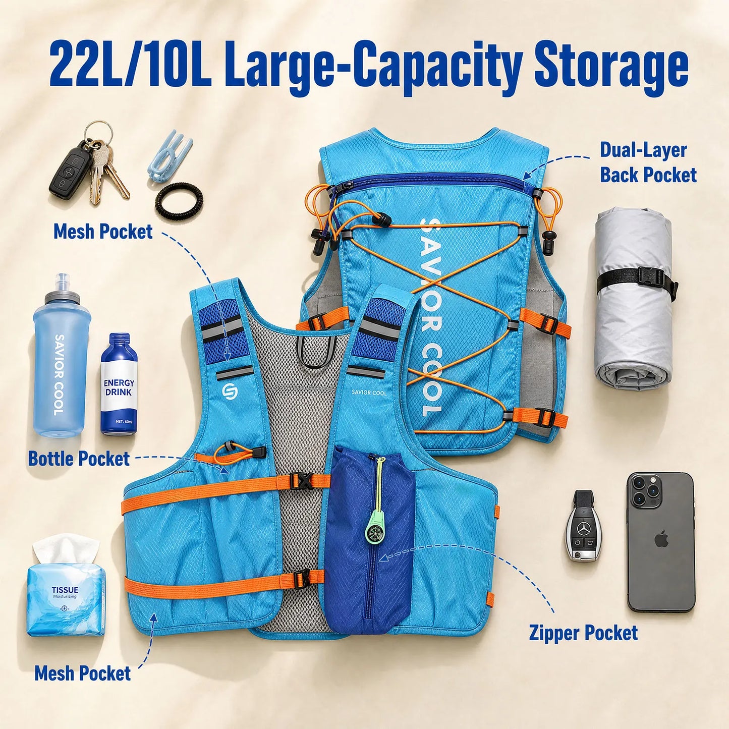 Outdoors Cooling Vest Tactical Cooling Vest AC Vest Constant-Temperature Summer Cooling Technology with Built-in Water Bladder