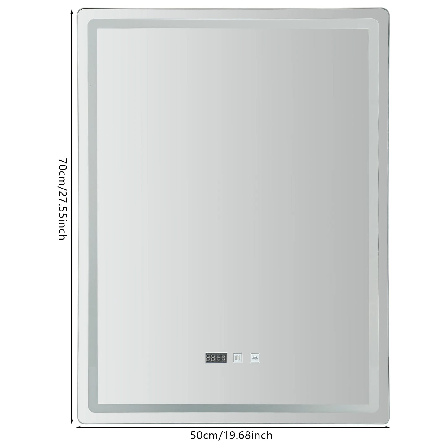 Led Bathroom Mirror Wall Mounted Anti Fog Lighted Smart Vanity Mirror with Time & Temperature Display