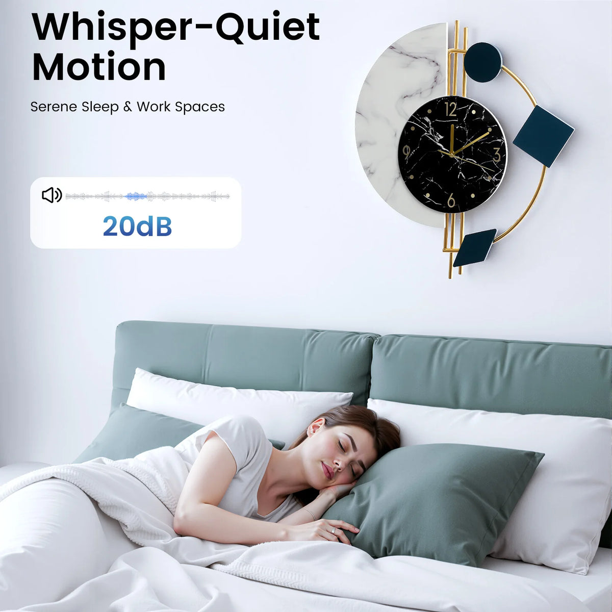 Premium Silent Sweep Marble Wall Clock For Living Rooms