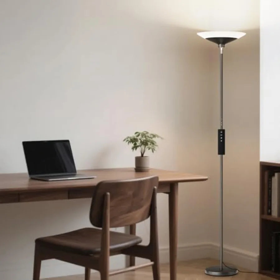 Torchiere Floor Lamp - 72" Tall LED Standing Lamp with Remote/Button Control, 1800Lm, 3000-6500K, 30W Dimmable Modern Corner Fl