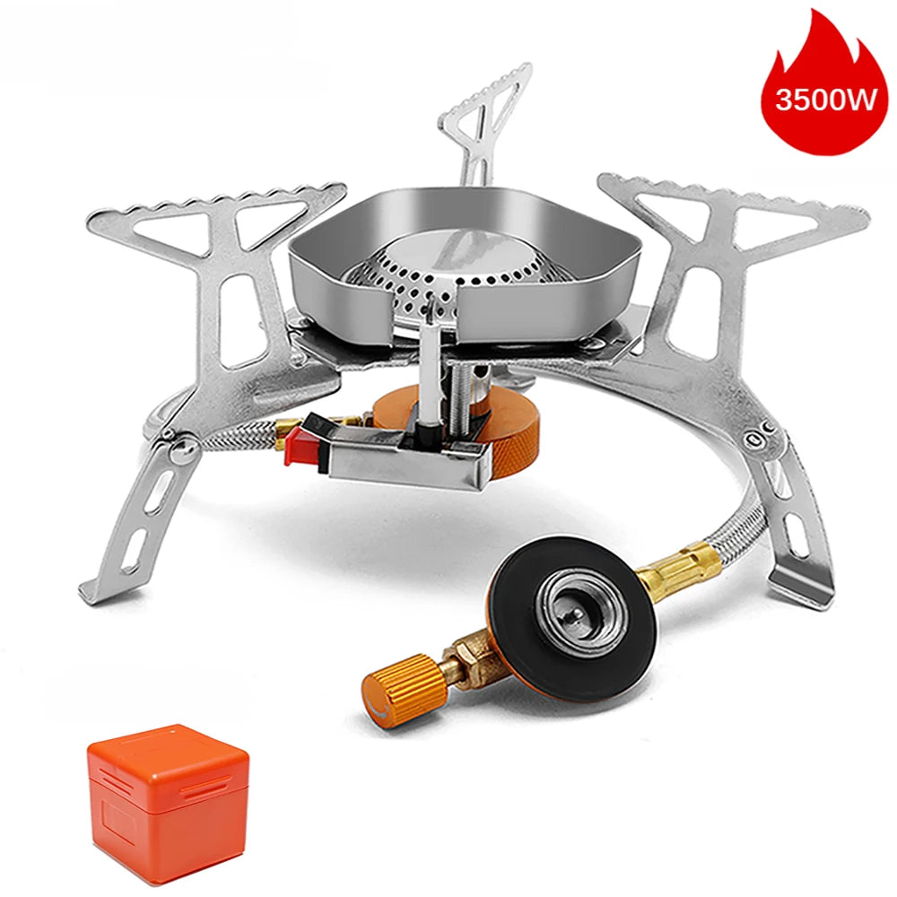 Camping Wind Proof Gas Stove Outdoor Burner Strong Fire Heater Cooker Portable Furnace Supplies Equipment Picnic
