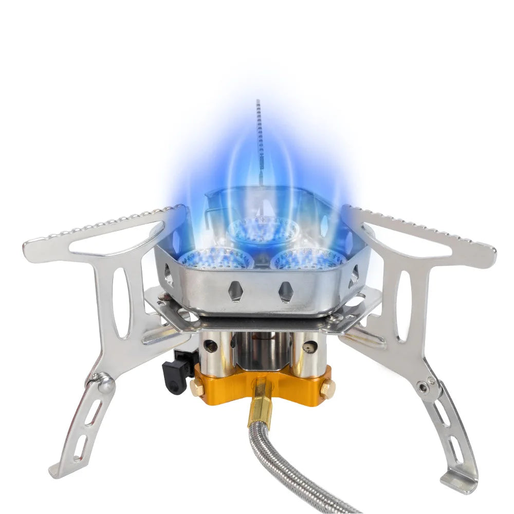 TARKA 3 Head Gas Stove, Camping Burners Folding Backpacking Furnace 5800W Outdoor Hiking Picnic BBQ Cooking Equipment