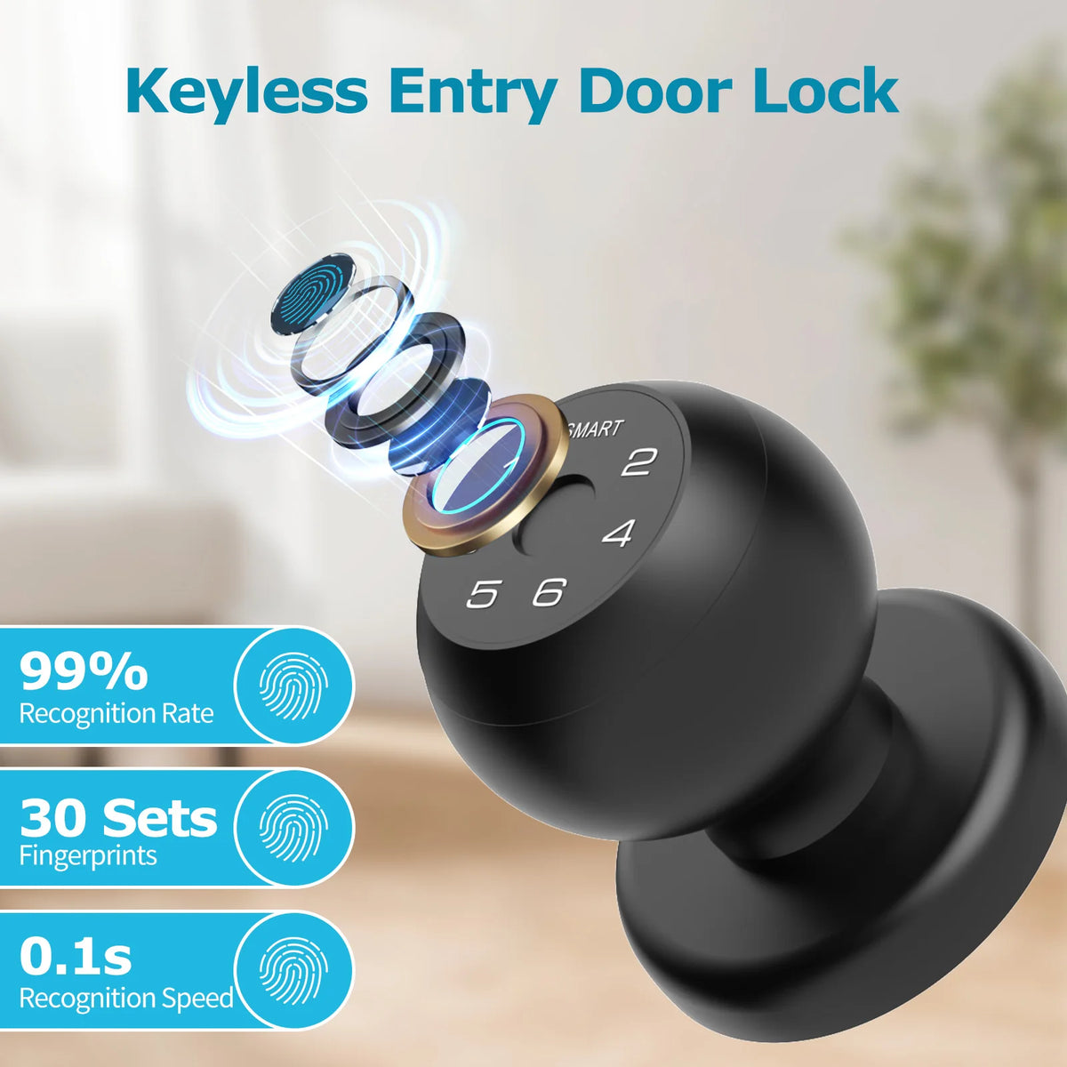 Viladepot Ball Smart Lock Fingerprint Bluetooth App Control