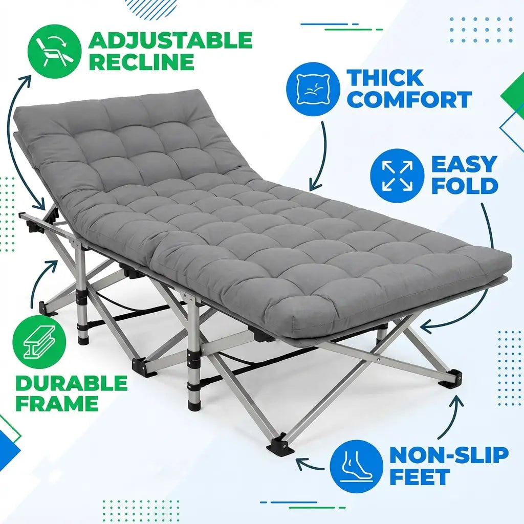 Premium Metal Outdoor Folding Chair With Non Slip Foot Pads