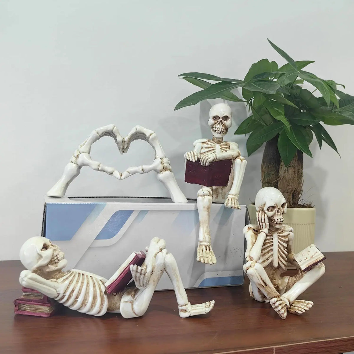 Gothic Skeleton Heart Hands Sculpture – Unique "Until Death" Bone Heart Love Sign, Desktop Ornament for Halloween Home Decor, Gothic Wedding Gift, Shelf & Mantel Display