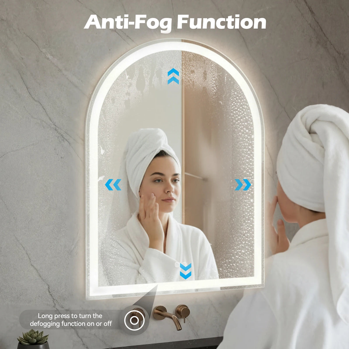 JHK LED Backlit Bathroom Vanity Mirror With Tempered Glass