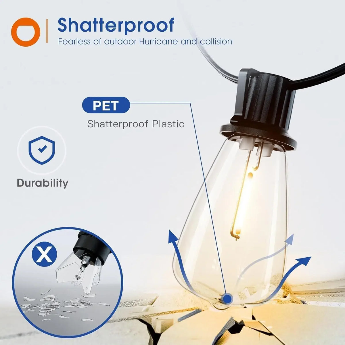 MIMIRGB Dimmable LED Outdoor String Lights For Patio Decoration