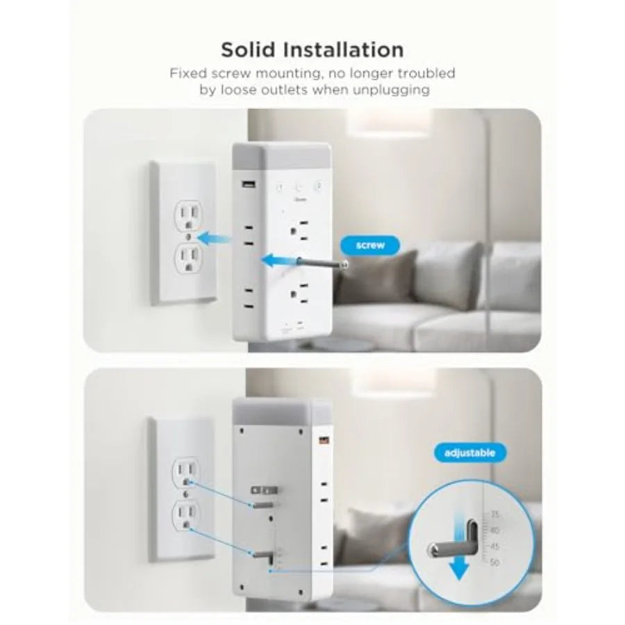 Smart Plug Outlet Extender, 3-Sided Smart Power Strips with 2 Smart Outlets and 2 USB Ports with RGB Night Light, APP and Voice