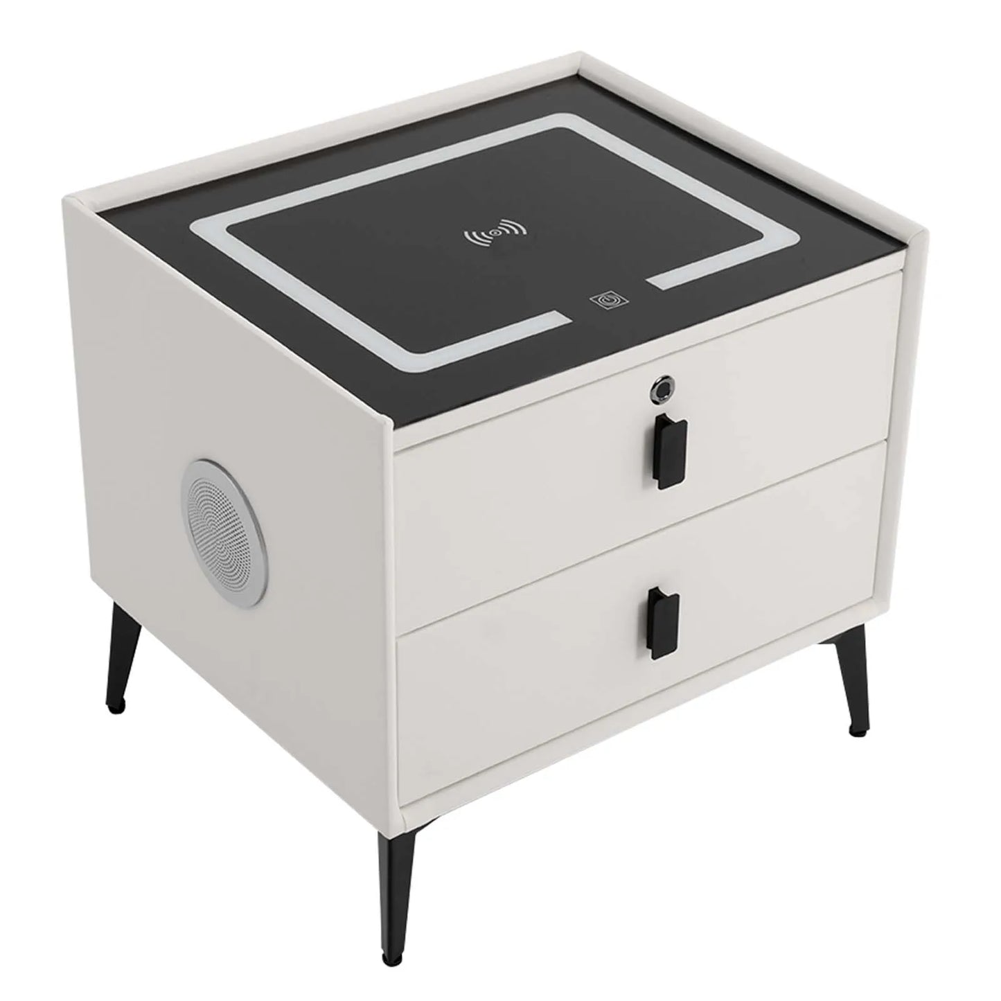 Modern Rectangular Bedside Table with Drawers Bluetooth Speaker Smart Bedside Table Bedside Table with Light USB& Wireless Charg