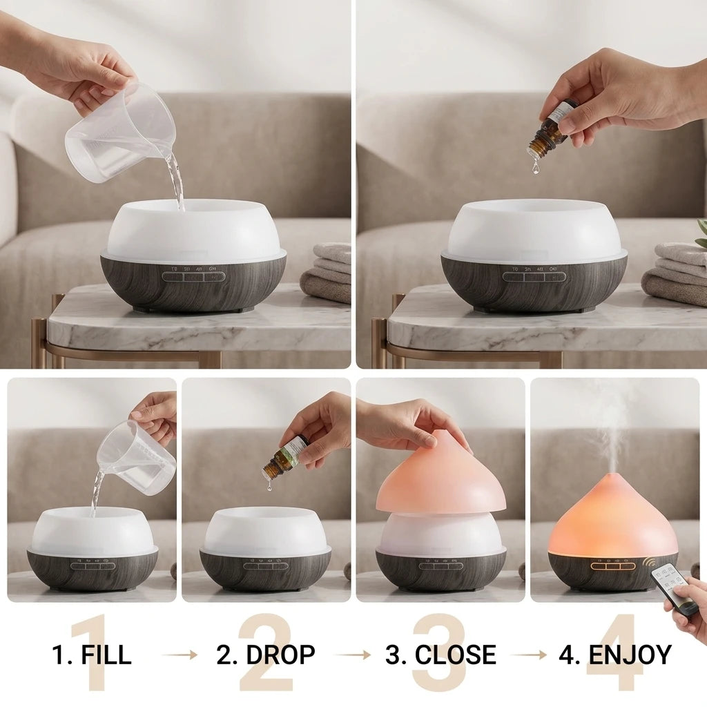 HonSun Ultrasonic Essential Oil Diffuser With Night Light Sensor