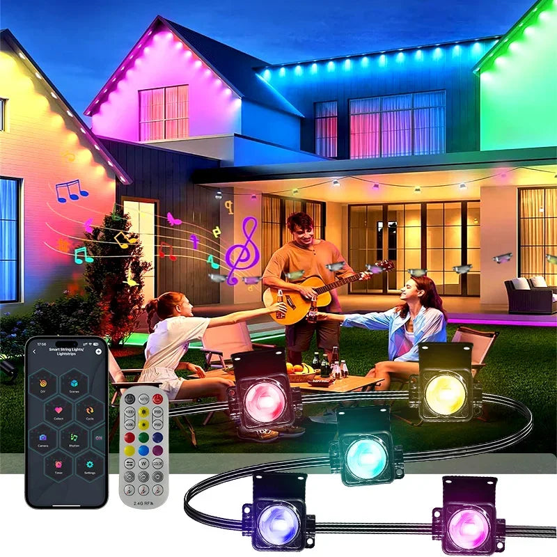 300FT Permanent Outdoor RGB Lights IP67 Waterproof Smart Eave Light DIY Scenes for House Roof Decor Christmas Holiday Lighting