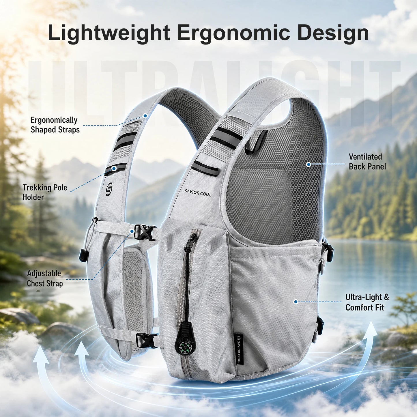 Outdoors Cooling Vest Tactical Cooling Vest AC Vest Constant-Temperature Summer Cooling Technology with Built-in Water Bladder