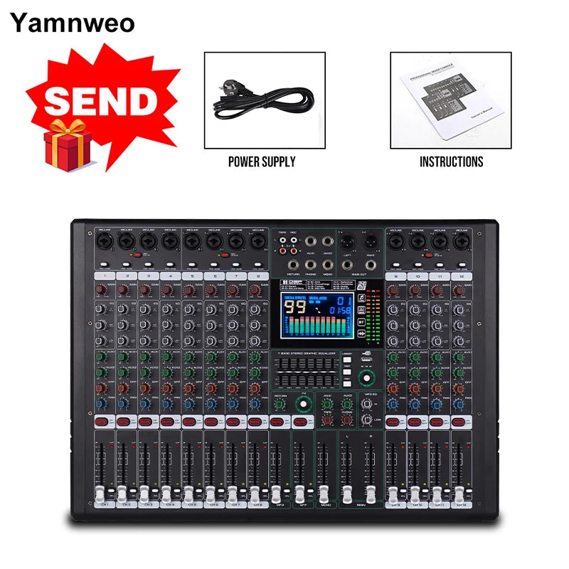 Nxg 12 Channel Professional Audio Mixer With Dsp Reverb