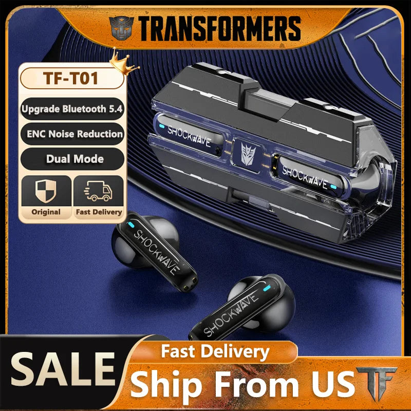 Transformers TF-T01 Gaming Earphones Bluetooth 5.4 ENC Noise Reduction Headphones HD Call Music Earbuds Bumble Bee