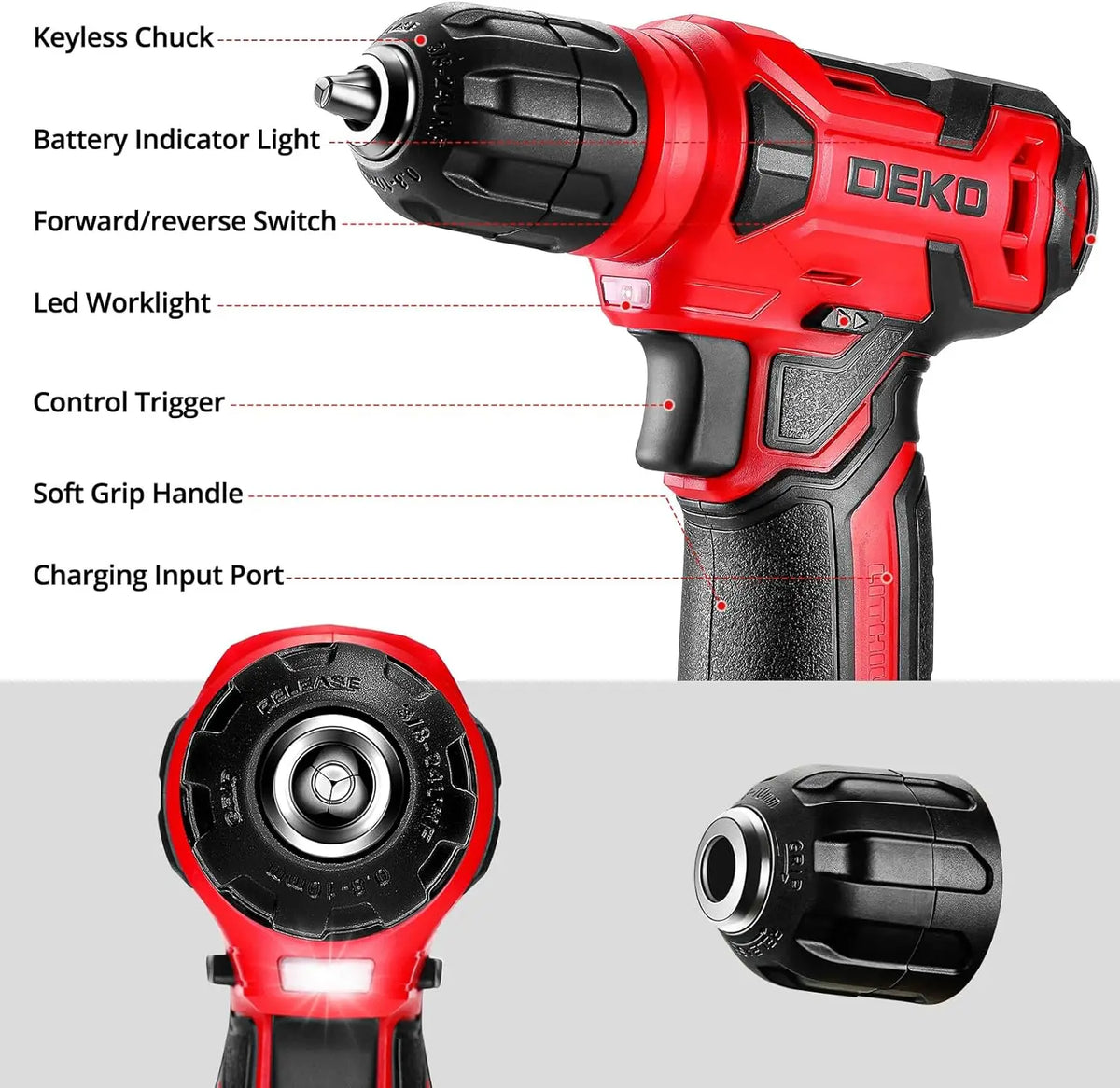 DEKO 8V Cordless Drill 126 Piece Professional Tool Kit