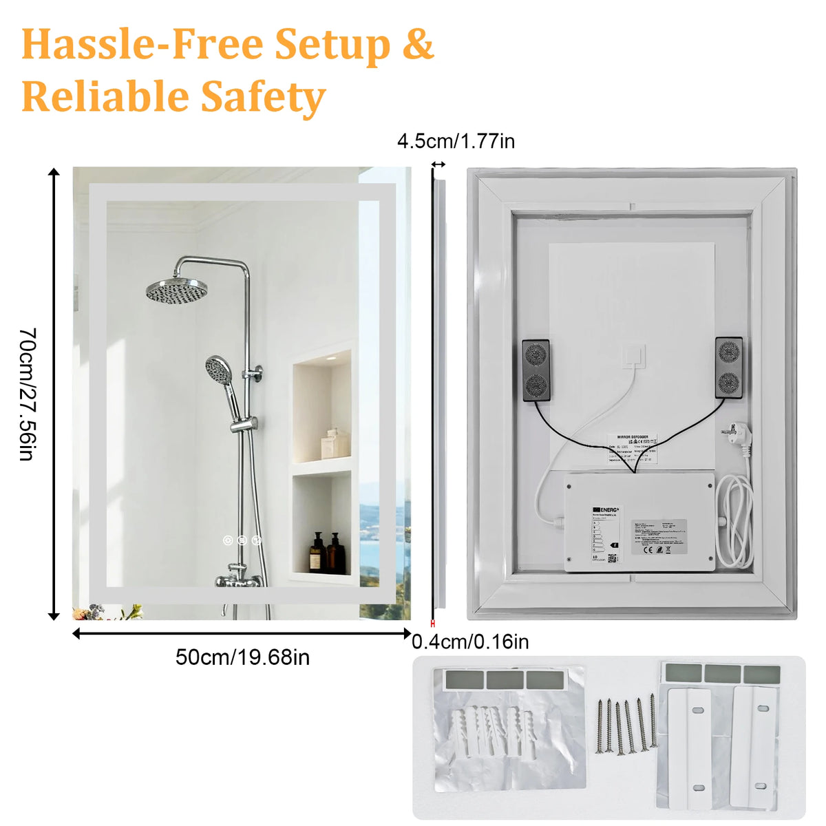 Borwart Smart LED Rectangle Bathroom Mirror With Integrated Speaker
