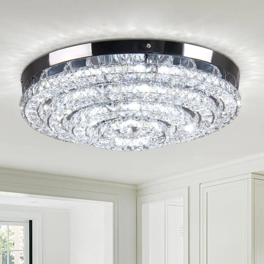 FRIXCHUR Crystal Chandelier Semi Flush Mount LED Ceiling Light