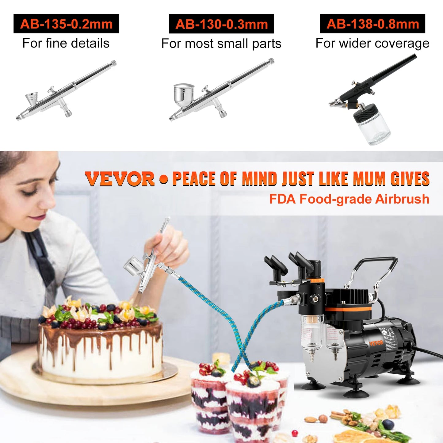 SucceBuy 120W Dual Action Airbrush Spray Gun Kit Professional