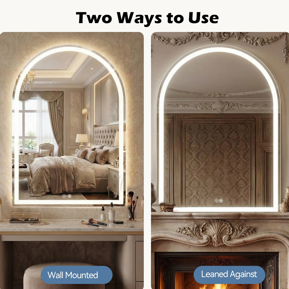 JHK LED Backlit Bathroom Vanity Mirror With Tempered Glass