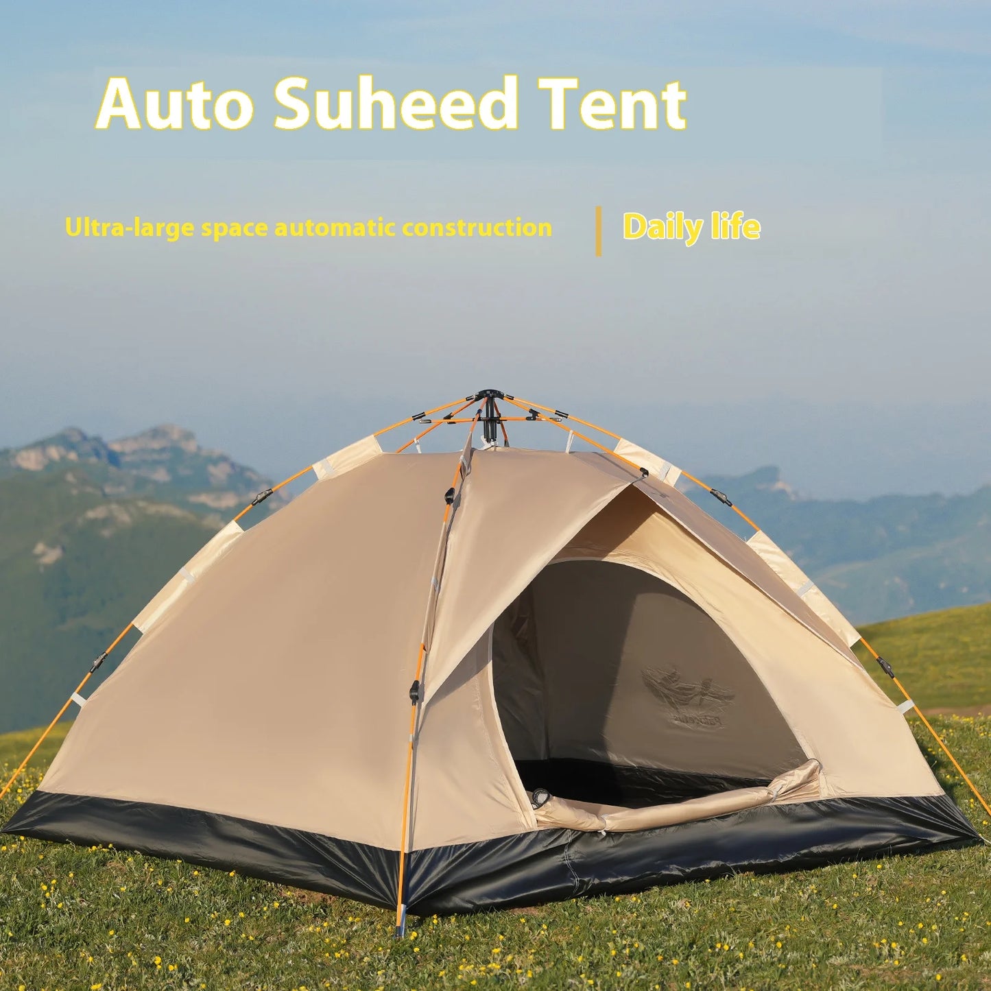 Pakicetus Instant Golden Tent - Portable 3-4 Person Sun & Rain Shelter for Beach & Camping
