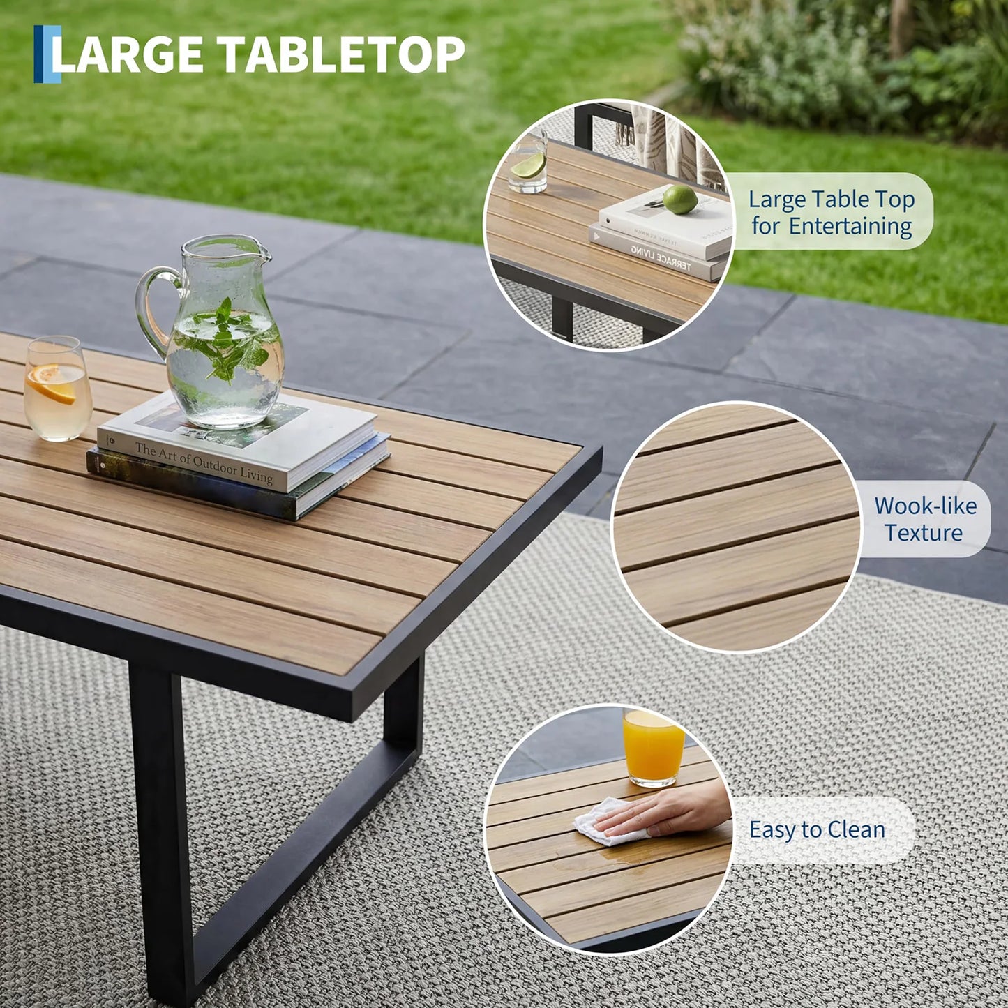 Modern 4-Piece Patio Furniture Set Outdoor Conversation Sectional Sofa With Coffee Table Thick Washable Cushions