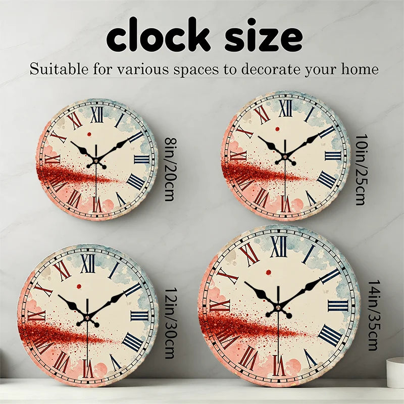 Vintage Roman Numeral Round Wall Clock With Silent Sweep Movement