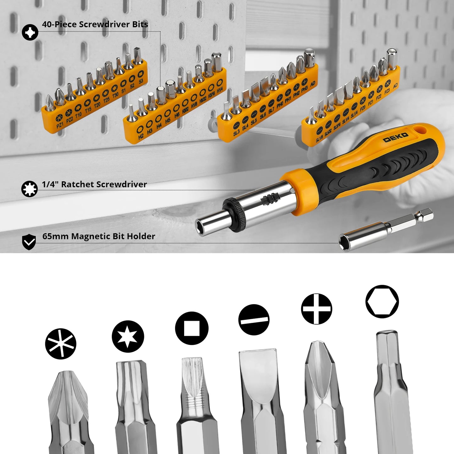 DEKOPRO 228 Piece Socket Wrench Auto Repair Tool Set Case