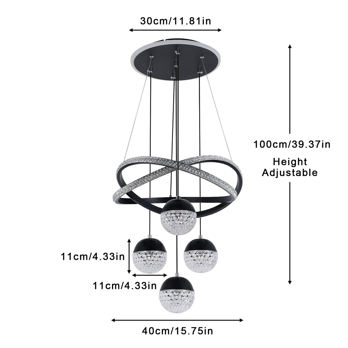 GreeLustr Nordic Modern LED Chandelier With Three Lighting Modes