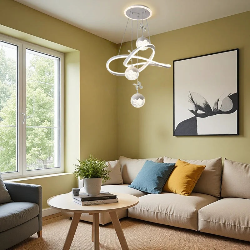 Three Color Temperatures LED Pendant Chandelier With Adjustable Suspension