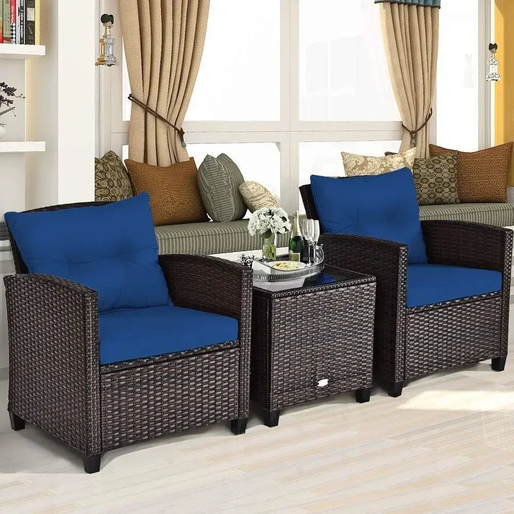 Modern Outdoor Patio Furniture Set With Tempered Glass Table